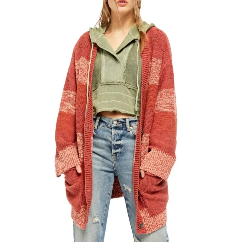 🆕FREE PEOPLE  Southport Beach Long Cardigan Sz M